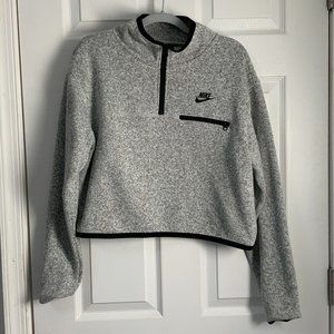 Nike Women's Sportswear Summit 1/2 Zip Cropped Long Sleeve Shirt Grey